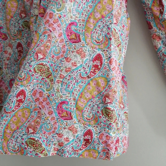 Liberty London Arts Fabrics x J. Crew Colourful Paisley Partial Button Blouse XS - Picture 11 of 16